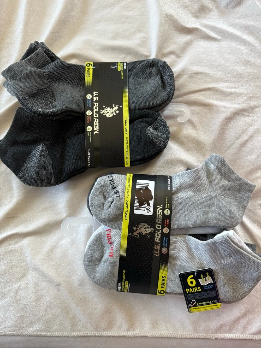 U.S. Polo Assn. Men’s Low-Cut Socks - Gray, black, white & Charcoal (12 Pairs)